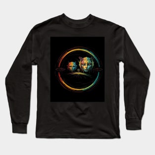 Black Artificial Face Long Sleeve T-Shirt